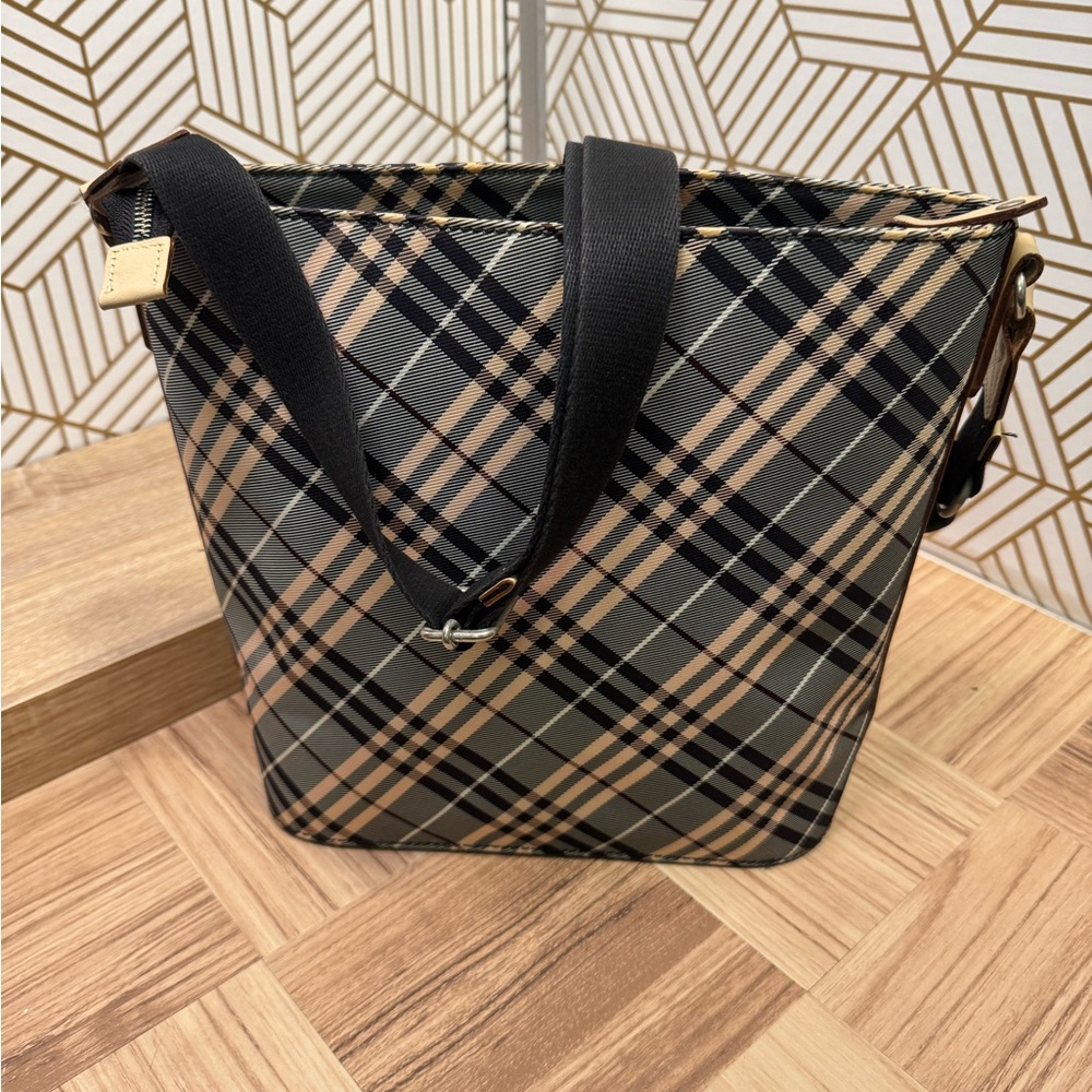 Burberry Blue Label Nova Check Nylon & Leather Shoulder Tote (Diagonal Plaid) - Picture 6 of 16